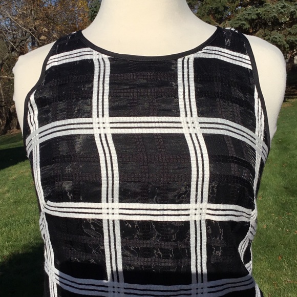 Milly Organza A-Line Grid Pattern Shift Dress - Picture 3 of 8